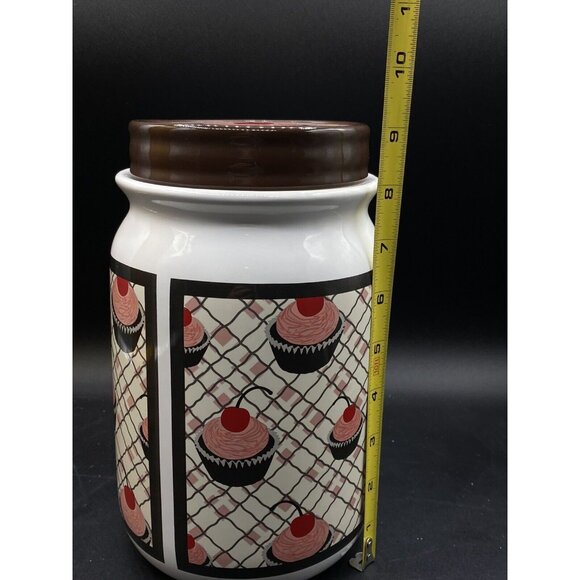 You and Me by Jessie Steele Ceramic Cookie Jar Kitchen Red Cherries “Cookies” - Picture 4 of 15